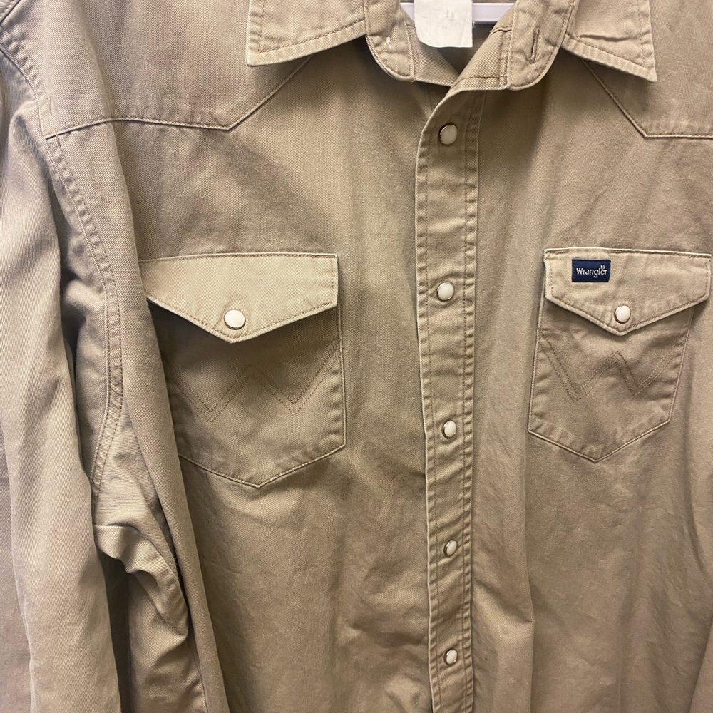 Vintage wrangler brush popper button down shirt